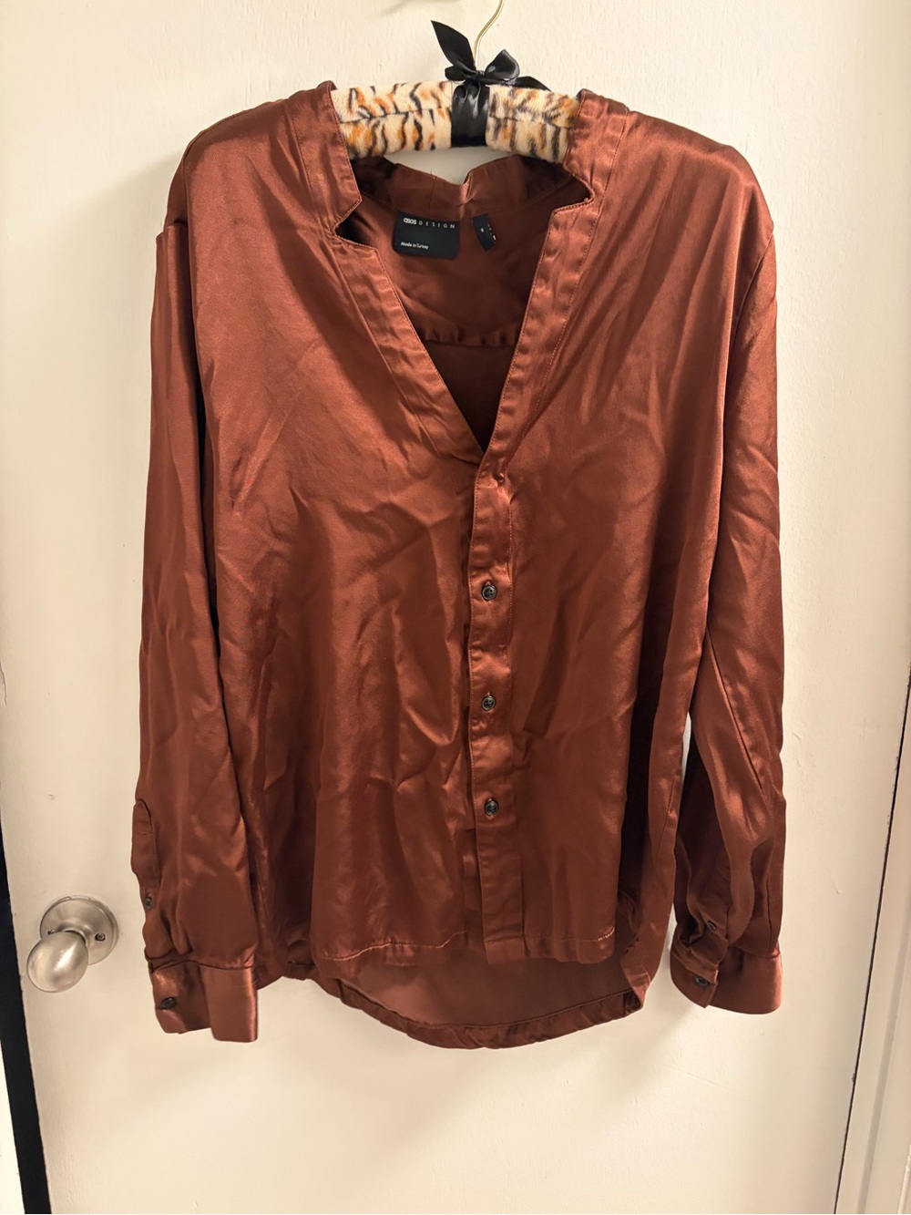 ASOS Copper Satin Button-Down Shirt